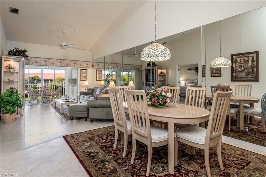 This is your perfect opportunity to own a little piece of paradise here in Naples! This cozy 2nd floor 2BR/2B condo is being sold Turnkey and is all ready for you to arrive. Vaulted ceilings make for an extremely bright and spacious feeling in this open concept unit. Your 28' Lanai has a magnificent water view plus a beautiful fountain!! Imagine having all your meals with this fantastic tranquil view. Falling Waters Beach Resort is home of the famous RESORT STYLE LAZY RIVER POOL, float around 1 lap and you will make several new friends! So many things to do, Bocce, Pickleball, tennis, biking, shuffleboard & more. Just miles down the road you will find all the shopping, dining & shelling you want on either Marco Island or downtown Naples. Falling Waters is located equal distance to both! No more snow to shovel here, just bring your swimsuit and enjoy the sun!