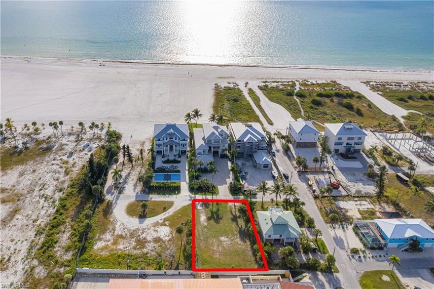 Discover a unique opportunity to create your coastal retreat in one of Fort Myers Beach’s most sought after neighborhoods. This oversized Gulfside lot offers a perfect combination of luxury, lifestyle, and investment potential. Imagine enjoying breathtaking nightly sunsets just a two minute walk from the Gulf’s pristine sands—ideal for weekend getaways, family vacations, or building a large beachfront compound. With direct access to the beach via an adjoining street, you can embrace relaxed coastal living every day. Located on an exclusive street, lined with custom homes,t his parcel provides an ideal setting for your dream retreat. Building to a higher elevation maximizes views and this lot sits outside the coastal construction lines. Additionally, weekly rentals are permitted, making it a great investment opportunity for income or future growth. Santini Plaza offers fantastic shops, restaurants, convenient hardware store, and much more coming soon! The upscale London Bay development is planned to offer additional restaurants and a park. Pet-friendly beach access means your furry family members can join in the outdoor fun! For those seeking extra space, the neighboring lot is also available, perfect for expanding to accommodate a large family or creating a private estate. Whether you envision a peaceful escape or an elegant compound, this property offers endless possibilities.Start turning your Gulfside lifestyle dreams into your reality in one of Fort Myers Beach’s most desirable neighborhoods.