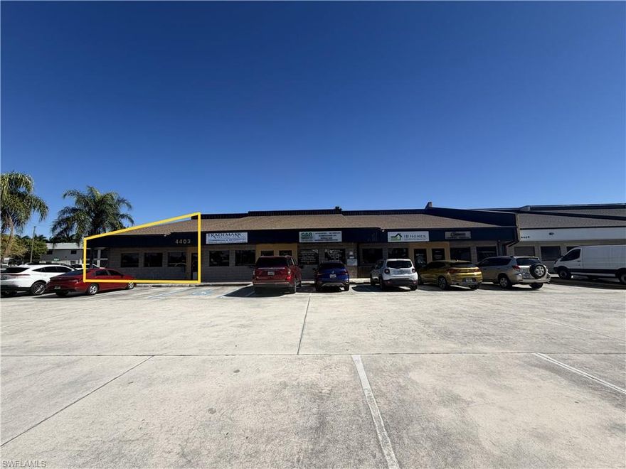 Unit (1) is an end unit, offering plenty of windows, natural light and added warehouse space.  This property features over 1600 sqft of office space PLUS almost 300 sqft of warehouse/flex space.   Located in the SE corridor of Cape Coral this building is within minutes to all of Cape Corals recent improvements.  The building has a new roof in 2023, all new LED lighting throughout and currently is configured with a lobby, reception desk, 4 private offices (all with windows), a kitchenette, restroom and warehouse space with overhead door.  18 common parking spaces for the building in addition to plenty of on street parking.  PID is 05-45-24-A9-00344.0580
