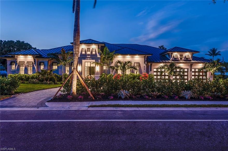 Luxury in Naples' Prestigious Moorings. BRAND NEW CONSTRUCTION, this is a Custom 4 bedroom plus den, 4.5 bath pool home. At 3,707 SF, our contemporary open concept is situated on a flood exempt lot just blocks to the beach and includes 3 car garage. Built to the highest standards, exquisite finishes, details, and convenience. Every detail carefully considered including noise & energy efficiency with all-wall insulation throughout. Chef's dream kitchen features custom cabinetry, Sub-Zero Refrigeration & Wine Storage, Wolf Induction & Convection cooking. Convenience, security & automation with Lutron LED lighting, A/V, security with centralized Systems Control Room. Dual Zone air including dehumidifier and Wi-Fi thermostats, tankless water heaters and motorized roll down screens and shutters. Entertain outdoors around your fully automated pool with state-of-the-art Pentair pool equipment and lighting, tiled lanai and summer kitchen. Architectural features include exposed wood beams, custom built-ins, impact resistant doors and windows, 30 ft. folding glass wall, and glass & metal Cathedral entry door.