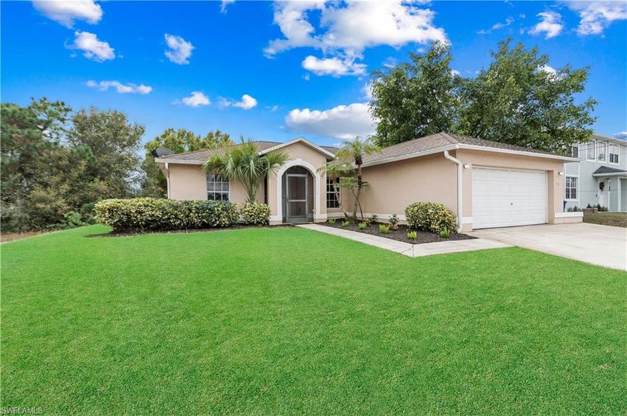 Welcome home to this move-in ready home in the heart of Lehigh Acres—an incredible opportunity for first-time buyers looking for value, space, and comfort. From the moment you arrive, you’ll love the extra-wide driveway, fresh landscaping, and 2-car garage, setting the tone for what’s inside. This home offers a bright open-concept layout, split bedrooms for privacy, and tile flooring throughout the main living areas, making it both stylish and easy to maintain. The spacious kitchen is ideal for cooking, hosting, and making everyday memories, while the massive backyard provides endless possibilities—room for a pool, entertaining, pets, or future expansion. With plenty of space for a growing family and a location close to shopping, dining, entertainment, and quick access to US-82 and major highways, this home truly checks all the boxes. One of the lowest-priced homes in Lehigh, this is the kind of property buyers wait for—and miss if they hesitate. Schedule your showing today before it’s gone.