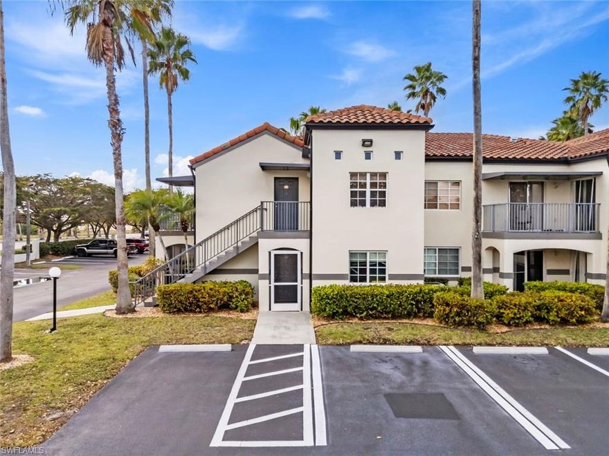 Fully furnished turnkey 2BR/2BA second-floor condo with private entry staircase—just bring your suitcase and start enjoying the Florida lifestyle. This move-in-ready residence offers comfortable, low-maintenance Florida living with an open living area, spacious bedrooms, and a private balcony to relax and enjoy the breeze. The private entry provides added privacy and a welcoming feel rarely found in condo living. Located in a well-maintained community featuring a pool, fitness room, and clubhouse. Centrally located in Fort Myers close to shopping, dining, medical facilities, and major roadways, making everyday living convenient. An excellent opportunity for a full-time residence, seasonal retreat, or investment property.