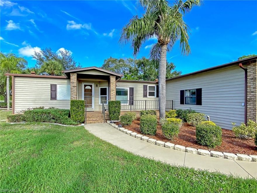 Lovely Pine Lakes Country Club.  This manufactured home has approximately  2000  .sq ft, is on a very large 
 estate corner lot, immaculate and ready to move into.  Double pane windows, 2 master BR's, large closets, 2 car garage and a place for golf cart (golf cart, freezer, generator, Reverse Osmosis, included)  12 X 42 family room with built in bar/4 bar stools, sink and refrigerator great for entertaining. New A/C in October 2019, newer roof and hot water heater. Both bathrooms have been updated. Small open office is in family room, and small screened porch off FR. Eat in Breakfast area, large spacious kitchen with Island, dining room has a built in buffet. Sound system thru  Over 55 and older gated/guard community, public golf course, pickle ball, golf, restaurant and more. Seller owns the home and the land.
