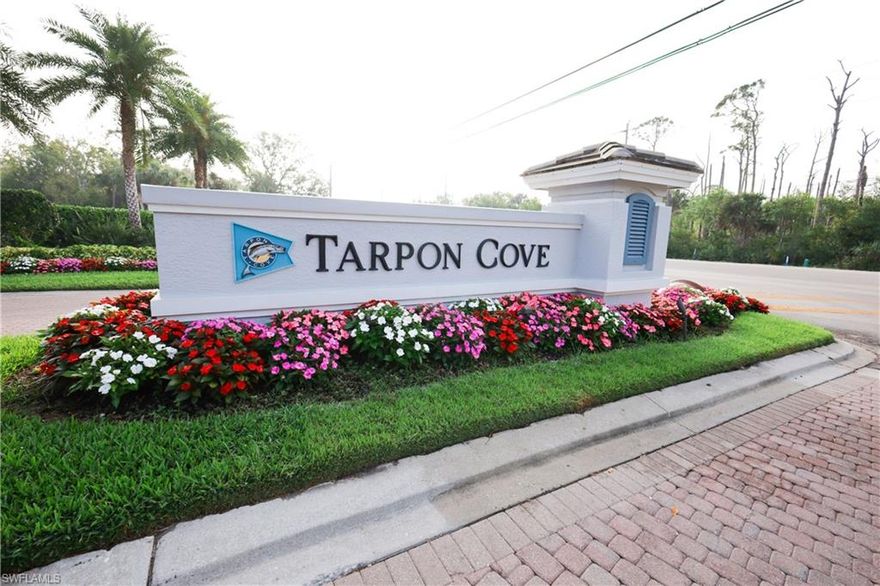 Checkout the newly priced turn key listing with a water view in desired Tarpon Cove. This bright and well maintained 2nd floor end unit looks out onto a commanding view of the lake. The kitchen is adjoined by a lovely breakfast room full of natural light.  Daylight also spills into the den serving as a work/reading area or as a third bedroom.  The large primary bedroom contains two closets (one w/walk-in) and the primary bath encompasses double sinks with a large walk-in shower.  A new water heater was added in 2018 and a new HVAC unit was installed in 2019.  Tarpon Cove has a beautiful multi-purpose Community Center, three outdoor heated pools with restroom facilities, numerous lakes for catch and release fishing and many wildlife watching opportunities. Residents & guests can enjoy miles of walking, jogging, rollerblading and biking on the tree shaded byways. There is also the option to join Tarpon Cove Yacht & Racquet Club under private membership.   The Club has undergone a $2,000,000 renovation that was fully funded by the Club. Less than 2 miles from the beach - this feel good - beachy inspired home with lakes and preserves in a pet friendly community is a must see.