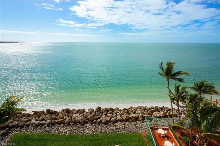 Exceptional, wide open views of the Gulf of Mexico and Ten Thousand Islands abound from this gorgeous 3 bedroom residence located in private, gated Cape Marco! Beautiful modern, coastal interior offers an open floor plan, granite counters, and plantation shutters. Entire interior has been newly painted, new air conditioning system and water heater installed, and new washer and dryer. The stunning interior opens to the private lanai where you can relax and watch the dolphins play in the sparkling Gulf waters. Enjoy all of the upscale amenities at prestigious Cape Marco including 6 HarTru tennis courts, fitness center, private beach access, and more.