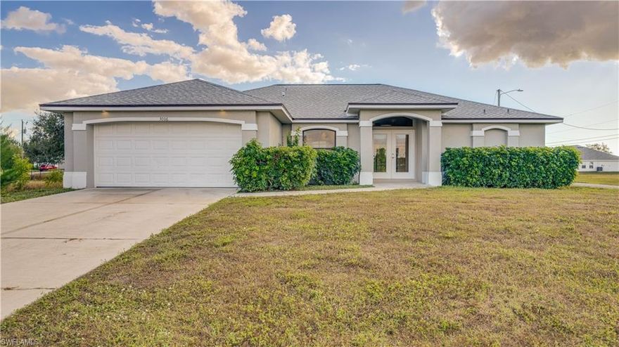 Located in the highly desirable Northwest Cape Coral area, this well-maintained 3-bedroom plus den, 2-bath home offers just under 1,600 square feet of thoughtfully designed living space on a corner lot with a large open feel and abundant natural light. Built in 2006, the home combines functionality, flow, and modern updates buyers are actively searching for.
The open-concept floor plan creates a seamless connection between the living, dining, and kitchen areas, making the home feel spacious and inviting. Large windows throughout flood the interior with natural light, enhancing the airy atmosphere and highlighting the home’s clean, open layout. The centrally located den provides flexible space ideal for a home office, playroom, or additional living area.
The kitchen features stainless steel appliances, granite countertops, and an eat-in kitchen layout, offering both style and practicality. Multiple gathering areas make this home perfect for everyday living and entertaining.
Designed with privacy in mind, the home offers a split-bedroom floor plan. The primary suite is tucked away and includes an updated master bathroom with dual sinks and a walk-in shower. Two additional bedrooms are located on the opposite side of the home, along with an updated guest bathroom featuring a tub/shower combination.
Indoor-outdoor living is a highlight, with a large open lanai accessible through three separate sliding glass doors, creating effortless flow and expanding the living space. The indoor laundry room adds everyday convenience and functionality.
Situated in a growing Northwest Cape Coral neighborhood close to shopping, dining, and major roadways, this home offers comfort, flexibility, and value in one of Cape Coral’s most sought-after areas.