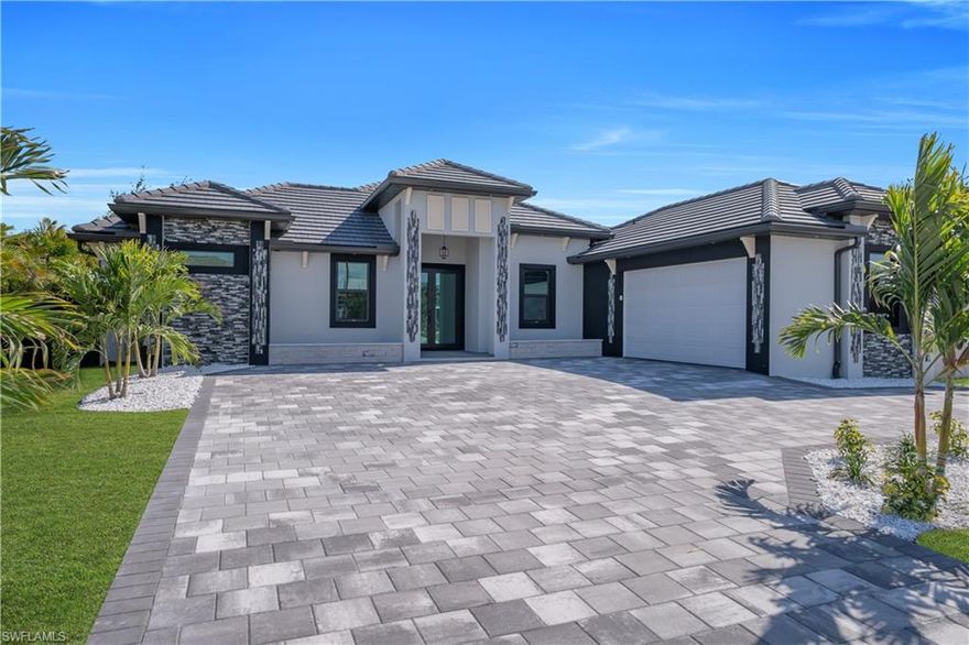 Welcome to your dream home in Cape Coral! This stunning single-family home boasts 4 bedrooms, 3 bathrooms, and a 2-car garage, providing ample space for your family to live and grow. The in-ground pool with a spa is perfect for relaxing and entertaining, while the office offers a quiet space to work from home. The quartz counters and stainless steel appliances in the kitchen make meal prep a breeze, and the tile flooring throughout the home adds a touch of elegance. With high ceilings and plenty of natural light, the home feels spacious and inviting. Enjoy the convenience of city water and paid assessments, as well as a circular driveway for easy access. The personalized closets and impact windows add a level of luxury and security to the home. With over 2000 sq ft of living space, there is plenty of room for everyone to spread out and enjoy. Don't miss your chance to own this beautiful home in a desirable location - schedule a showing today!