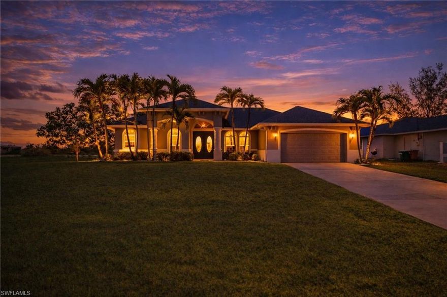 Welcome to this beautifully maintained 3-bedroom plus den custom home, ideally located in the highly desirable Burnt Store Road corridor of Cape Coral. Offering over 2,000 square feet of living space, this home combines comfort, functionality, and the Florida lifestyle all in one. Step inside to an inviting open concept layout featuring a spacious living area and a well-appointed kitchen with breakfast bar seating, sleek Corian countertops, and quality stainless steel appliances. Perfect for both everyday living and entertaining. Tile and wood flooring run throughout the home, complemented by ceiling fans for added comfort. The owner’s suite is a true retreat, showcasing soaring cathedral ceilings, dual walk-in closets, a relaxing soaking tub, a separate shower, and a dual sink vanity. A versatile den provides the perfect space for a home office, guest room, or flex space to fit your needs. Enjoy indoor and outdoor living with an enclosed lanai that opens to a generous backyard set on a .23 acre lot. The property features mature fruit trees including banana, mango, and avocado, along with plenty of room to add a pool. Major updates provide peace of mind, including a newer roof from 2019, A/C from 2022, water heater from 2022, fresh exterior paint, irrigation system, and hurricane shutters. City water utilities have already been installed, adding even more value. Located in a no HOA area with strong growth potential, this home is just minutes from the upcoming Seven Islands Project, as well as local parks, boat ramps, dining, shopping, and excellent fishing spots. Enjoy easy access to Punta Gorda and Matlacha, with convenient drives to Sarasota, Tampa, and Orlando for day trips.
With continued development and increasing demand in the area, this property presents an excellent opportunity for both homeowners and investors. Furnishings are negotiable, allowing for a smooth and flexible transition.