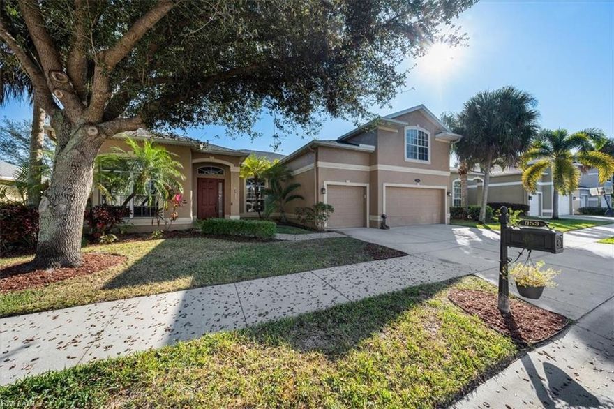 Welcome home to Pebblebrooke Lakes, a quiet gated community in North Naples, zoned for all A-Rated schools, conveniently located near shopping, entertainment, restaurants, and the beautiful white-sand beaches SWFL is famous for. This move-in ready home features 4 bedrooms, a den, and 3 full bathrooms, with tall ceilings. Large sliders create a seamless transition from the living area to the private, outdoor oasis where you’ll enjoy the oversized pool with full privacy provided by the mature landscaping. Rest easy knowing that this home comes with a one year home warranty included. Low HOA fees includes cable, irrigation water, a community pool, community room, tennis courts, and a full exercise facility.  Brand new AC system installed March 2021, brand new pool pump and filter installed August 2020, and new microwave installed November 2021!