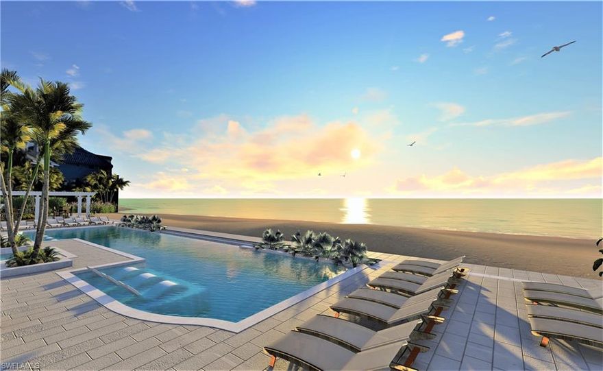 Phase One 50% sold out!
 Gulfside Twelve, a luxury collaboration between Dublin Real Estate Investment Group and award-winning designer, Clive Daniel. Set in a “toes in the sand” location with head-on Gulf and sunset views with 180 feet of beachfront, this new collection presents 12 exclusive residences – with the first of four set for completion in Fall 2023. Designed for live/work/play, they range from 4,700 to 5,100 square feet with 4 ensuite bedrooms, large terraces, 4.5 baths, plus a flex room that can be used as a theater, office, workout space or 5th bedroom. Clive Daniel-designed furniture packages are also available for purchase in two distinct styles. Embrace the SW Florida lifestyle from every angle: take the elevator directly up to your residence, put down your bags and walk out your door, right onto the picturesque white sandy beach! This luxe condo features a resort-style pool, cabanas and grilling area. Two-car parking, plus guest parking and storage on the 1st floor complete the fantasy of living on Florida’s Gulf coast. A quiet, secluded beachfront location near Estero Island, between South Fort Myers Beach and Naples, close to shopping, dining, and entertainment.