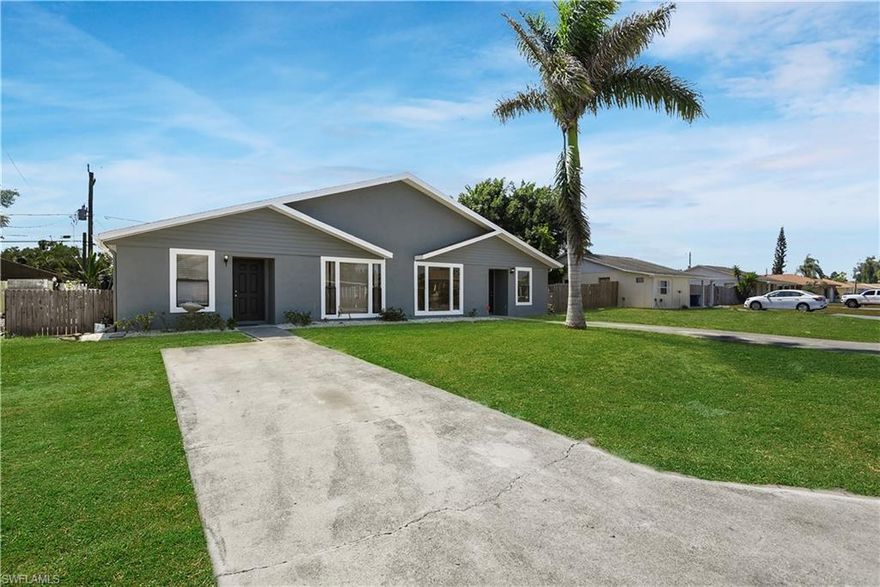 Fantastic income opportunity in S Fort Myers! Live on one side of the duplex and have the rental income pay for your mortgage OR rent both sides and have a complete investment money earning property in your portfolio. Potential rental income is $2800/mo if both sides have tenant in place when looking at the current rental rates in the area of 2/2 homes. The right side of the duplex is currently vacant and has been renovated w/ brand new water filter system, updated bathrooms, granite countertops, vaulted ceilings, tile & laminate flooring throughout, new hardware, and new light fixtures. Left side unit has a brand new water heater and water filter system & it features tile flooring throughout. Both units are identical in layout and feature a great room design, split bedroom floor plan, vaulted ceilings, walk-in closet in master bedroom, laundry room in hall closet w/ storage, breakfast bar in kitchen area, screened rear lanai w/ storage closet, and a fenced-in backyard.