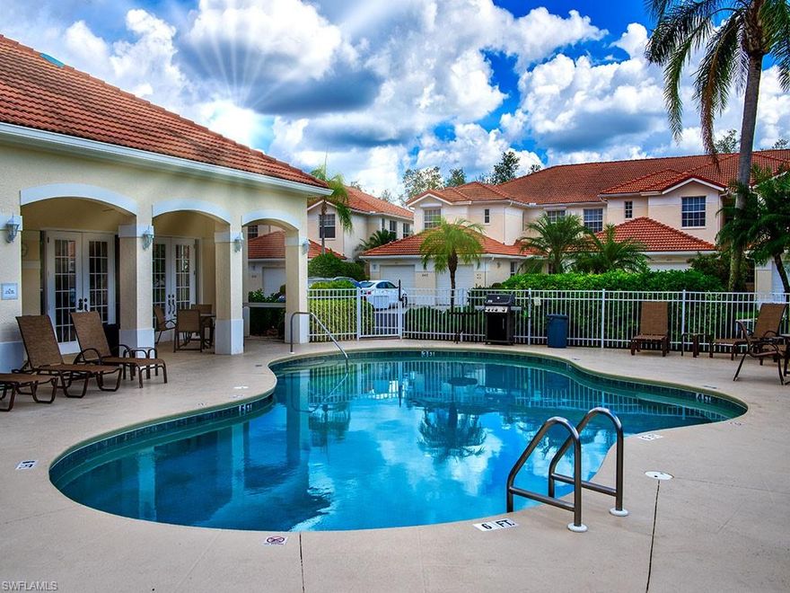 BACK ON THE MARKET AND PRICED TO SELL!! Don't miss this beautiful first floor, 2 bedroom, 2 bathroom, plus den home with an attached garage in the pet friendly Lalique community within the Vineyards. Walking distance to Vineyards Elementary School, Ave Maria Law School, and all of the amenities of Vineyards Park PLUS it is zoned for all A-RATED schools! NEW HVAC AND HOT WATER HEATER 2017/NEW WASHER 2019. Tranquility and privacy await you on the enclosed lanai overlooking lush greenery and just steps from the community clubhouse, pool and spa, exclusive to this small community of just 104 residences. The home's central Naples location allows easy access to I-75, shopping, restaurants, and Physicians Regional Hospital. HOA fees include cable, internet, phone, water, garbage, landscaping, irrigation, community amenities, and more.