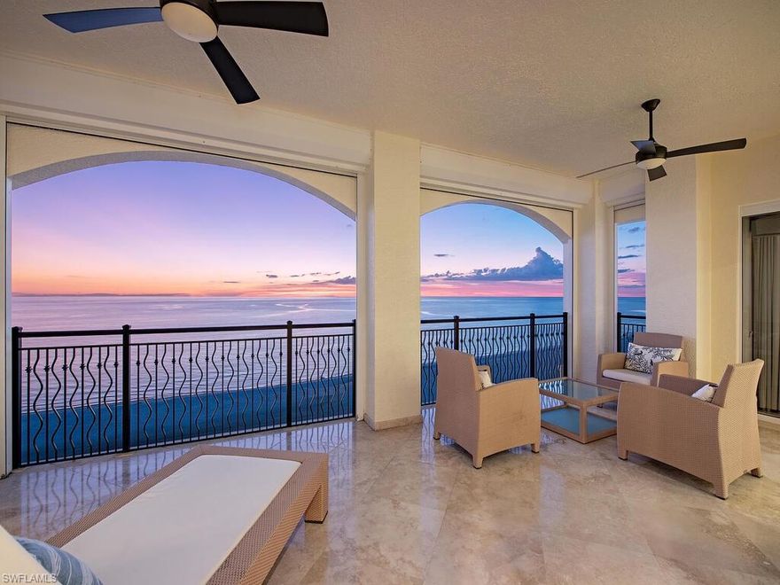 A one-of-a-kind fabulous find: a spacious and sophisticated condo in the highly sought-after beachfront condominium, Madeira. Your panoramic view from Madeira’s 14th-floor stunner boasts unrivaled vistas of Marco’s crescent-shaped beach and the pristine Gulf of Mexico from each living space. Think of its two balconies as your nightly front row seat to Southwest Florida’s majestic cloud formations, which evoke an array of dazzling shapes and colors at sunset.   Remodeled in 2020, an idyllic interior exemplifies a fresh approach to modern-coastal design at every touchpoint: from bespoke built-ins to a gourmet kitchen and bar, this high-gloss home in the sky is elegant and serene. Like a five-star hotel, its ultra-luxe bed and bath accommodations are en-suite for privacy.  Madeira amenities include guest suites, pickleball, tennis, exercise room, social room and community pool. If that's not enough, the neighboring JW Marriott offers a slew of wellness programs and dining options.