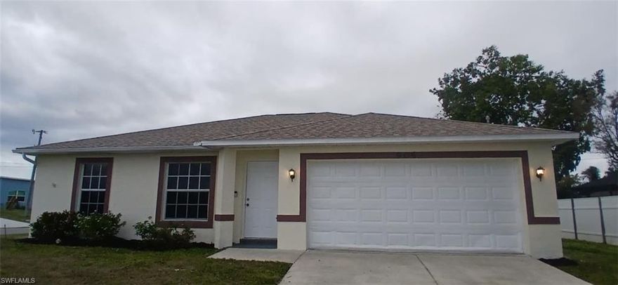 Now Available in Cape Coral! Come see this charming Home consisting of 3 bedrooms, 2 bath, 1,258 (sqft), -clean  residence with a spacious layout and great backyard! This is the perfect home for those looking for space and best of all it’s move in ready. New Exterior paint!! Property is being sold “as-is” with right to inspect. It is the buyers and buyer’s agent responsibility to verify all room measurements, utilities info, lot size, schools zoning, building addition permits, building materials, along with all property information in this listing. All room measurements and dimensions are estimates.