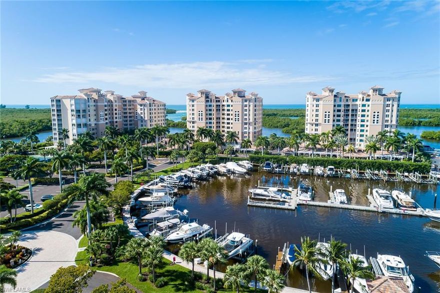 First-class waterfront living on this protective barrier island surrounded by a new state-of-the-art 190-slip marina. This residence in a desirable upscale, low-density community is move-in ready to personalize with your choice of furniture and décor. Recent hurricane resilient improvements include all new impact glass windows and floor to ceiling lanai sliders, new roofs on all structures and the modernization of all elevators. The Florida-friendly landscape plan for the Island was recently completed. All Florida-mandated structural, maintenance, and financial reports are completed including the Milestone and SIRS Reports. All improvements are fully funded with no special assessments. The newness of this community plus the sunrise, sunset, and gulf and bay views are ready for you to enjoy. From the eastern terrace watch the sunrise. Be amazed at the year-round sunsets from the western lanai. The open floor plan is ideal for entertaining.  The large owner's suite features multiple organized closets, a spacious bath with a Jacuzzi tub, shower, two separate sink areas and private commode. En-suite quarters for your guests, a den or third bedroom add to this well-thought-out open floor plan. Located along the western perimeter of the island, there are two pools and two spas, each equipped with two gas grills.  Lots of open parking in addition to the deeded space for an extra car and for your guests. Bike rooms and air-conditioned storage for each unit. Just minutes away is the award-winning Pelican Isle Yacht Club. In addition to many social activities, optional membership includes a pool and spa, tennis, pickle ball, bocce, fitness center, kayaks, paddleboards, dining plus a boat shuttle to the beach, an ideal lifestyle for boaters as well as non-boaters.