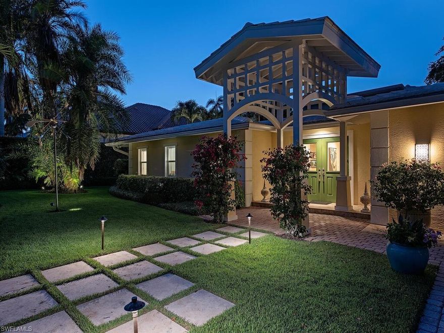 H2269 - Enveloped by tall hedges and nestled on Naples' most prestigious street lies an impeccably maintained residence that affords nearly every Buyer's desires.  Over 3,100 square feet of thoughtfully designed living space has gone under extensive renovations within the last ten years and offers 3 bedrooms, each with an en-suite bathroom, a loft that creates the ideal office space, as well as a generously sized kitchen which seamlessly opens to the light and bright family room boasting 15' soaring ceilings.  Beyond the main living space's French-doors, dream-like entertaining can be had surrounding the pool, or a quiet lunch can be enjoyed in the side yard hosting a variety of fruit trees and a stone pond.  Merely one block from sugary white sand beaches and a short stroll to all of Downtown Naples has to offer, this makes for the ideal Naples retreat!