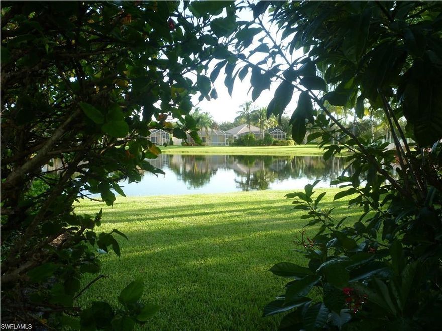 Bright, open, airy 2/2 + open den area with lake view, new a/c and fairly new water heater.  Freshly painted, new flooring, and nestled amid lush landscaping in a quiet, gated community with professional management, resort & lap pool, tennis, boccie, putting range, restaurant, gas station & car wash, beauty parlor & nail salon, and so much more.  Close to all that Naples has to offer and just waiting for you to call home!  Come take a look - you'll know you want to be here.