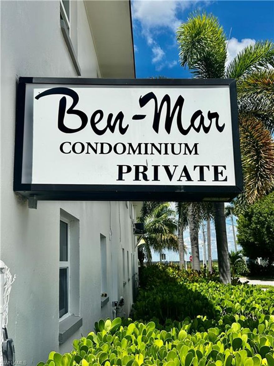 Discover this charming and unique BEN MAR CONDOMUINUIMS located in the highly desirable DEAN PARK HISTORIC DISTRICT, One of Downtown Fort Myers most treasured neighborhoods. This newly renovated, PARTIALLY FURNISHED 1 Bedroom/1 Bath condo features new hurricane windows, all new appliances, granite countertops, life proof luminant flooring, as well as a new AC. The condo is perfectly situated on First St. and is a 10 min walk into the downtown Fort Myers, just across from the Caloosahatchee River, the location is considered in the heart of The Historic Downtown Fort Myers River District. Downtown Fort Myers features high-end dining, art galleries, bars, boutique shopping and vibrant nightlife.  The River District offers the perfect blend of culture, entertainment and charm right outside your door. Residents enjoy the convenience of the trolley stop right in front of the community, making it easy to explore all that Downtown has to offer. The Ben-Mar Condominiums provide a private setting as well as a beautiful courtyard swimming pool for relaxation and a community laundry facility for everyday convenience. This property offers the rare combination of historic charm, a walkable urban lifestyle, and secure community living — making it an excellent choice as a primary residence, seasonal retreat, or investment opportunity. Don't miss this affordable opportunity to live, work or invest in the growing vibrant downtown Fort Myers. Low condo fees, water included, making this property even more appealing and desirable.