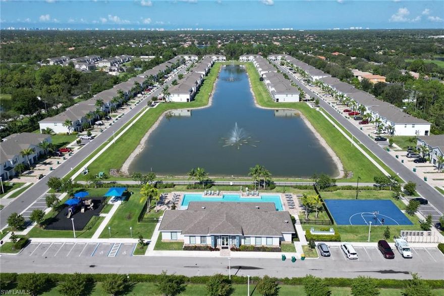 Come take a look at Mrs. Cleans Pristine Townhouse conveniently located in North Naples ......... The spacious open floorplan features a large fully applianced eat-in kitchen, breakfast bar, granite counter tops. The spacious great room has ceramic tile flooring,  a powder room w/pedestal sink. The large 2nd floor master bedroom offers a master bath his & hers sinks and walk-in shower. 2nd floor laundry is convenient with 2 guest bedrooms & full guest bathroom. Polymer garage floor, almost new 2 1/2 ton AC unit.    Relax on your private lanai contemplating which of the many amenities you may choose to enjoy !!!!!!!!!   CHECK OUT THE LOW HOA FEES   !!!!!!!!!!!!!!!!