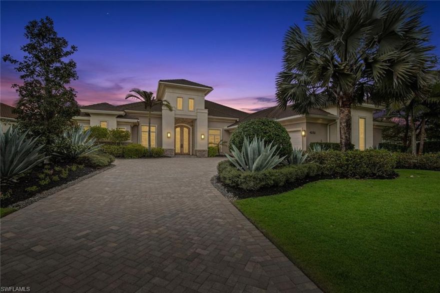 This beautifully FULLY FURNISHED 4 Bedroom plus Den with a TRANSFERABLE GOLF MEMBERSHIP and golf cart in Quail West shows like a model!  When you walk in you will be wowed by the brand new custom designed climate controlled wine wall with Laser LED Lighting a built in bar with a Stainless Steel sink, ice maker, refrigerator and freezer drawers with new floating shelving for your wine and barware.  The Chefs Kitchen boasts Zebra Wood cabinetry, walk in pantry, new Sub Zero Refrigerator and a new Wolf 6 burner gas cooktop and new built in Miele coffee system.  When you step outside to the expansive outdoor area with a cozy fireplace and outdoor kitchen you will love the serene feeling of the peaceful lake view.    New LED lighting has been installed throughout the home and a new Sonos System with 8 Hi Def Speakers inside and out..  A new whole house water filtration system and AC was added to the garage. The whole house generator, impact windows and electric hurricane shutters make this home perfectly safe.  This stunning home is move in ready so you can start living the dream in Quail West with two 18 hole championship golf courses!