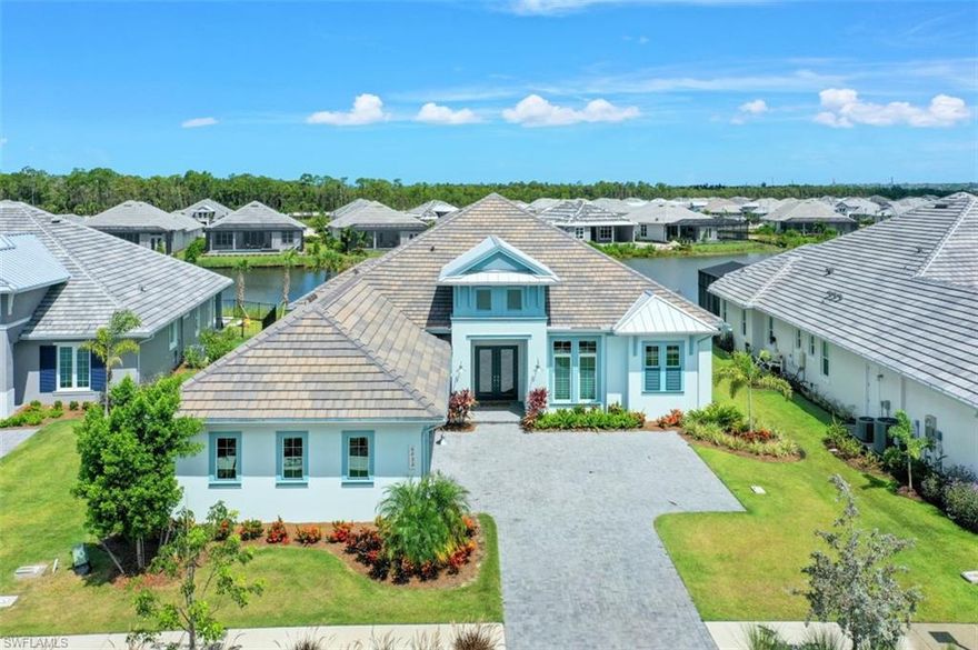 H5614 - This is the one you have been waiting for! Why wait for new construction? This Madison II floorplan has stunning NW lake views in the picturesque & low fee, no CDD community of Isles Of Collier Preserve. This single story great room floorplan is being sold turnkey furnished & features a split bedroom plan w the primary bedroom & bathroom enjoying privacy from the 3 en-suite guest bedrooms. The outdoor entertaining area flows seamlessly w the indoors through zero corner & pocket sliding glass doors. The outdoor area features travertine decking, an outdoor kitchen, picture window screen cage, fire bowls, custom LED lights & a gas heated pool/spa. Inside you will enjoy the chef’s kitchen w a huge center island w contrasting cabinetry, quartz countertops, gas cooktop, an integrated beverage center, walk in pantry, & upgraded SS appliances. The home is light & bright w wood plank tile flooring, white shaker style kitchen cabinets & coastal contemporary finishes. Sonos system, sec system & Lg utility room. The 3 car garage has room for all of the toys. Amenities include 8 Mi of trails, tennis, pickleball, resort & lap pools, kayaking, fitness center, dog park & the Overlook Bar & Grill.