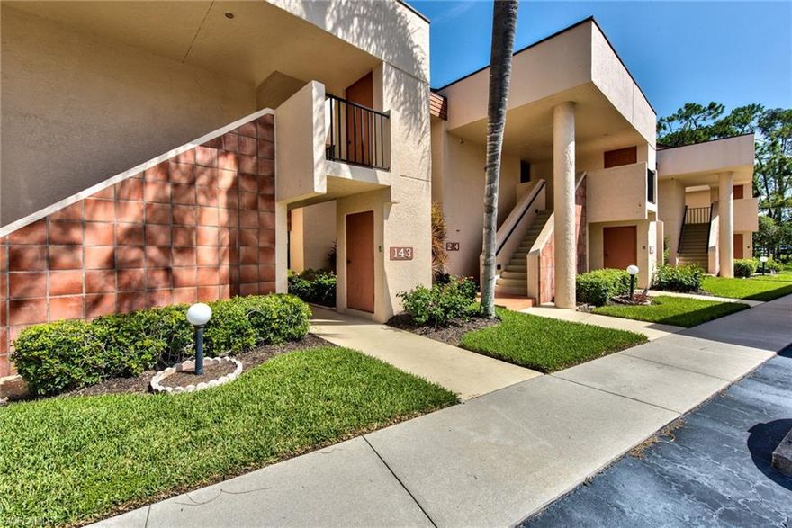 Refined and tastefully upgraded elements will provide the discerning buyer of this outstanding condo with many features often available only at much higher price points. Starting with wood-like luxury plank flooring that greets you upon entry and flows in the living areas with many upgrades sure to please. A high-end kitchen remodel with solid maple cabinets finished in Cherry stain is complemented with beautifully contrasting, stunning Bordeaux style granite. Stainless steel oven, dishwasher and microwave all upgraded as well. All faucets and toilets are newer, as is the guest-bath vanity. Finally, and perhaps most appealing of all: the spacious and multi directional lanai with electric rolldown hurricane protection, provides breathtaking views of lakes as well as the third green of Eagle Ridge golf course. Eagle Ridge is getting a complete exterior facelift beginning with new roofs & lanai screens (startiung next week on this building). Additionally, all buildings will be receiving fresh paint and carports will be improved! Golf is available just outside your door without mandatory golf dues. Do not wait -- make your showing appointment today before it's too late!