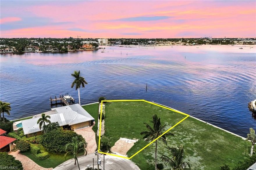 Positioned at the end of a quiet cul-de-sac in the exclusive neighborhood of Royal Harbor, this residential homesite is the perfect canvas to create your ultimate waterfront address. Impressive residential plans designed by award-winning Stofft Cooney Architects accompany offering. Exceptional panoramic views with easy access to Naples Bay and the Gulf of Mexico. Limitless dockage possibilities with 120’ of frontage on the Gordon River that can accommodate the largest of boats with ease. NW exposure assures many picture perfect sunsets on your own piece of Paradise in the heart of downtown. A short stroll or quick boat cruise carries you to 5th Avenue S and 3rd Street S to enjoy all that makes Old Naples one of the most desirable places in the world to call home.