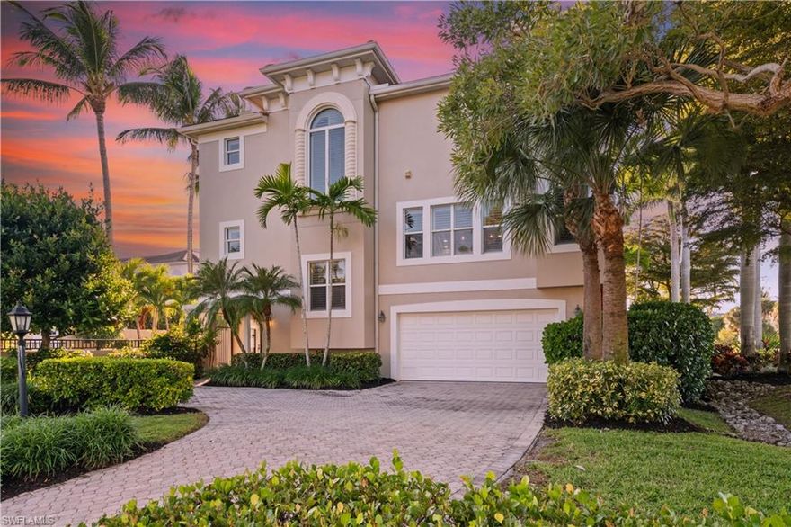 Charming end-unit 3-bedroom, 3-bath attached villa in the boutique condominium community of Villa Avellino, ideally positioned on the quiet corner of 11th Avenue South and 6th Street South. This light-filled home offers a spacious paver driveway leading to an oversized 2-car garage, a private pool with an expanded paver patio, and multiple open balconies that invite gentle breezes and beautiful outdoor views into everyday living. A private elevator services each floor, adding both comfort and convenience to the thoughtful layout. Recently refreshed tropical landscaping surrounds the pool deck and patio, creating a peaceful, lush retreat perfect for morning coffee, an afternoon swim, or unwinding at sunset. Warm architectural character and natural light from three sides allow the home to live like a private villa while enjoying the benefits of a well-run condominium association. Just a short stroll to the shops and dining along 3rd Street South, as well as the lively restaurants, galleries, and seasonal charm of 5th Avenue South. The beach is located approximately 8 blocks away, offering effortless access to the coveted Olde Naples coastal lifestyle.