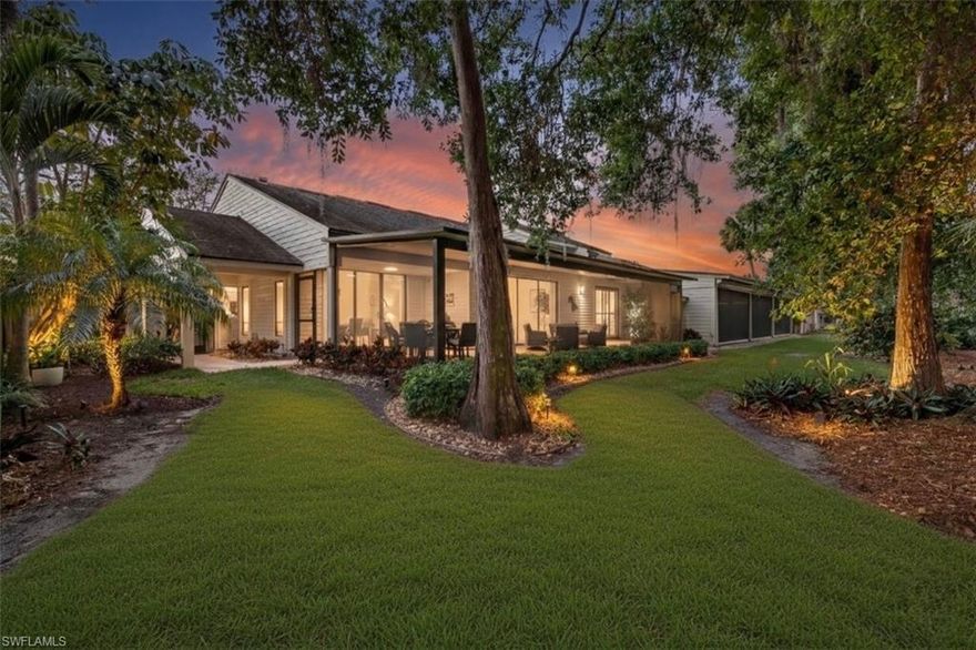 Welcome to 344 Edgemere Way N, a hidden gem in the highly sought after Pond Apple Preserve of Wyndemere Country Club. Step through the entry gate into your own private sanctuary, with over 7,500 square feet of inviting indoor-outdoor living. This exceptional residence enjoys one of the community's most secluded and peaceful golf and water views, gracefully set back behind mature trees and lush landscaping. It delivers unmatched privacy from the expansive rear screened lanai with spectacular lake views. The grand courtyard features a spacious screened-in heated pool, pool bath, covered areas for outdoor dining and entertaining, and a breakfast bar that opens via sliding windows to the kitchen. The landscaping and lighting elevates the entire area. The bright, open-concept interior has Coretec flooring throughout the main living areas, soaring ceilings, skylights and transom windows that flood the home with abundant natural light, and a welcoming layout that connects the living spaces. Other highlights include a wet bar, refreshed kitchen featuring updated appliances and backsplash, and a family room off the kitchen that opens to the pool and courtyard. The primary suite features dual walk-in closets, fully renovated primary bath, and sliders with plantation shutters that open to the rear screened lanai. Each of the two guest rooms have sliders that open to a shared private patio. A second floor offers a loft/den for office or extra guests, excellent storage and possibilities for a fourth ensuite bedroom. The highlight of this home is the expansive outdoor living space. The spacious rear lanai has been updated with tile flooring and a picture window screen. Paved pathways connect front and back outdoor living areas. Other recent enhancements include recently resurfaced pool with a new heater and lighting, full exterior paint and hurricane strength garage door with epoxy floor. Generous 2-car garage with plenty of storage. This home is impeccably maintained, fully furnished and move-in ready. Wyndemere, an award-winning 2025-2026 Platinum Club of America, offers unmatched amenities, including 27 holes of Arthur Hills golf, 10 HarTru tennis courts, pickleball courts with 165 stadium seating for pickleball pro exhibitions, active bocce teams, full croquet, a resort style zero entry pool, golf simulator, putting greens, driving ranges, 2 pro shops. A full-service spa, salon and state of the art fitness center with a full schedule of group exercise classes and personal training. Enjoy formal dining, as well as indoor/outdoor casual dining at the Tiebreaker, and a lively social schedule of events/parties at the club. Wyndemere, known for its friendly and welcoming membership, is ideally located within minutes to 5th Avenue world class dining, shopping and the spectacular sugar sand Gulf beaches. Come join this amazing Naples lifestyle and live everyday like you are on vacation.