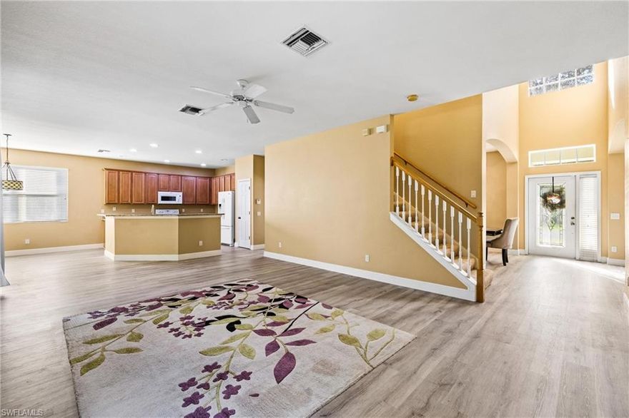 Outstanding opportunity for an affordable larger family home in a great neighborhood. Home backs up to a community-owned wooded area, which offers a peaceful setting and privacy, with room for a pool if desired. The Danforth Lakes community offers a pool, tennis court and clubhouse. The main living area offers an open kitchen/family room area with a separate living room/dining room area and all with new luxury vinyl flooring. The laundry room is located on the upper floor, which is convenient to the bedrooms. A three-car garage offers plenty of storage. Mature landscaping and cul-de-sac setting complement this nice property offering.