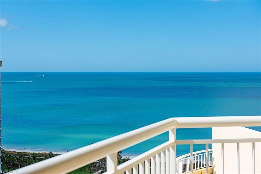 The azure beauty of the Gulf of Mexico is the first vista upon entry into this rarely available four-bedroom penthouse. Floor-to-ceiling glass windows afford amazing beach-to-bay views from the living and dining rooms that flow into a Gulf-front terrace to enjoy the magnificent sunsets. On the bay side, the family room, casual dining area and gourmet kitchen are perfect for large family gatherings and are surrounded by window walls bringing in panoramic Venetian Bay and city views including Venetian Village with all its colorful buildings. Three gracious guest suites are privately located with access to the expansive bayside screened lanai. The master retreat is situated facing the Gulf and includes its own screened terrace, a luxurious bath and a morning kitchen along with two oversized walk-in closets. A private two-car enclosed garage is included. Aria is one of Park Shore’s most sought-after buildings and has an array of amenities. It is within a short distance to the Venetian Village’s shopping, dining and marina with boat, kayak and paddleboard rentals. Aria also allows two pets with no weight limit.