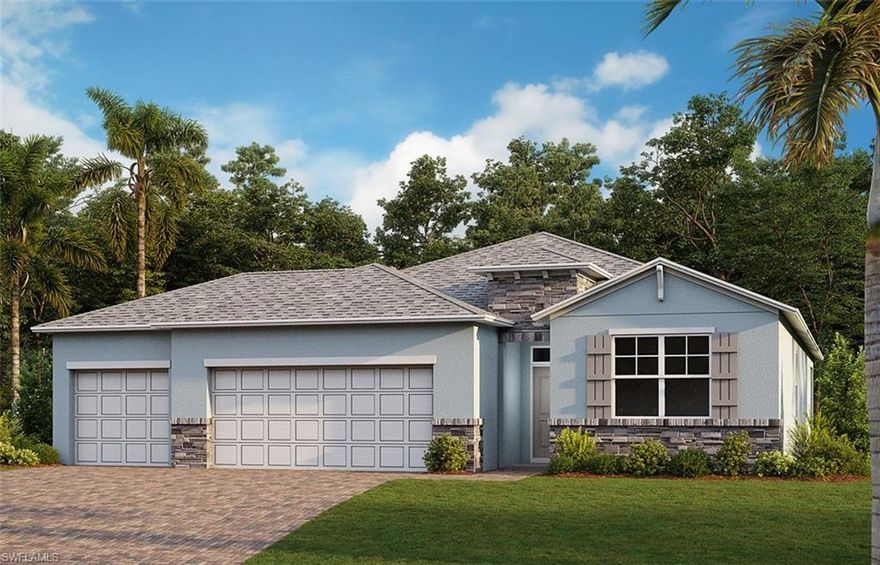 Under Construction. DELRAY New Construction now underway and conveniently located in the CAPE CORAL MARINER Neighborhood close to everything! The Delray boosts a wide open and spacious floor plan, ideal for entertaining friends and family, and includes 3 Bedrooms + Flex Room, 2 Full Baths and 3 Car Garage.  This is our DELRAY floor plan at 2034 square feet located in a desirable SW Cape Coral neighborhood, close to shopping, dining, entertainment and everyday conveniences.  This beautifully appointed home comes with granite kitchen counters, 42” kitchen cabinets, 18” tile everywhere except the bedrooms, carpet in the bedrooms, 8’ raised panel interior doorways, stainless kitchen appliances, (including a refrigerator), paver driveways and lanai, 3-car garage, full irrigation system, electric garage door with opener, and full builder’s warranty.    This home will be complete in this December!