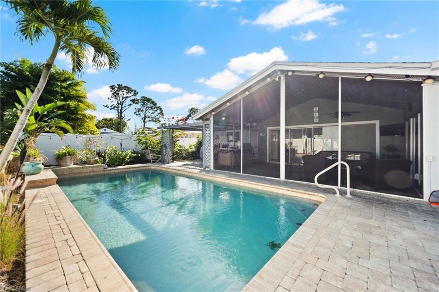 Welcome to 2451 Jasper Ave in Fort Myers, where privacy, freedom, and Florida outdoor living come together—with no HOA fees or restrictions. Major updates include a NEW FENCE (2023), NEW HVAC (2023), NEW ROOF (2021), finished ceiling on patio, IMPACT RATED WINDOWS, new pool pump (2023), and an updated irrigation system. The true highlight of this home is the private backyard retreat. Fully fenced and framed by mature landscaping, this outdoor space feels like your own personal oasis. Enjoy year-round entertaining on the large 14x21 screened-in patio with a vaulted ceiling, overlooking the sparkling pool with paver deck and tiki bar—perfect for relaxing or hosting gatherings. Inside, this 3-bedroom, 2-bath home with a 2-car garage offers a functional layout with laundry located inside the residence and a curved driveway that adds curb appeal. Conveniently located in the heart of south Fort Myers, near shopping, restaurants and cultural events and only 20 minutes to RSW airport, downtown Fort Myers, FGCU, Coconut Point and the area beaches of Fort Myers Beach, Bunche Beach and Sanibel Island Causeway. Fort Myers Villas is a non-gated, non-deed restricted neighborhood that's literally within walking distance to Bell Tower Shops, Walgreens, Dave & Busters, Fresh Market, Capital Grille and so much more. Bring your RV, boat and pets. No restrictions and no HOA Fees. And it's OUT OF THE FLOOD ZONE so no flood insurance is required!