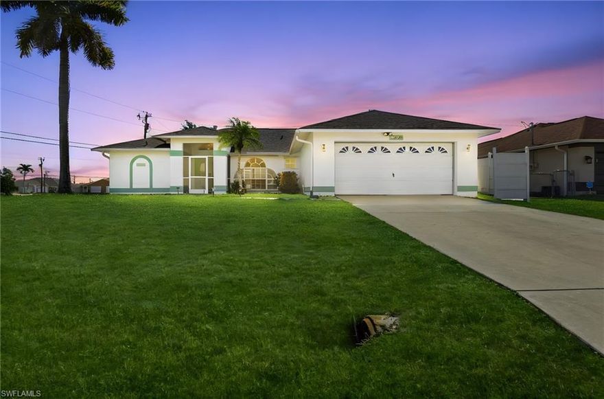 Beautifully well-maintained home offering elevated Florida living on a premium corner lot with a new roof and modern updates completed this year. Enjoy a bright, open layout with fresh contemporary finishes and a seamless flow between living spaces - perfect for both everyday comfort and entertaining. Step outside to your screened lanai and resort-style pool, creating the ultimate outdoor retreat for year-round enjoyment, relaxation and hosting. Ideally located with quick access to Cape Coral Parkway, Veterans Memorial Parkway and Skyline Boulevard, just minutes away from Coralwood Shopping Center, Publix, Target and Walmart Supercenter, dining and everyday conveniences. Situated in an established neighborhood with no HOA, this move-in-ready home offers flexibility, privacy and a refined lifestyle in one of Cape Coral's most convenient locations.