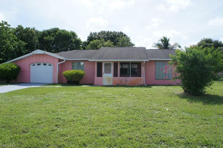 Excellent fixer upper opportunity, nice neighborhood close to stores central water and sewer, oversized single garage with workshop storage area and automatic opener, 5 ceiling fans, split bedroom for privacy, breakfast bar and pantry in kitchen, indoor laundry room, Florida room in front, walk in closet in master bedroom, ceramic tile floors throughout, fenced backyard with mango, avocado and citrus trees, may need some roof repair or replacement , traditional sale, being sold As Is with right to inspect.