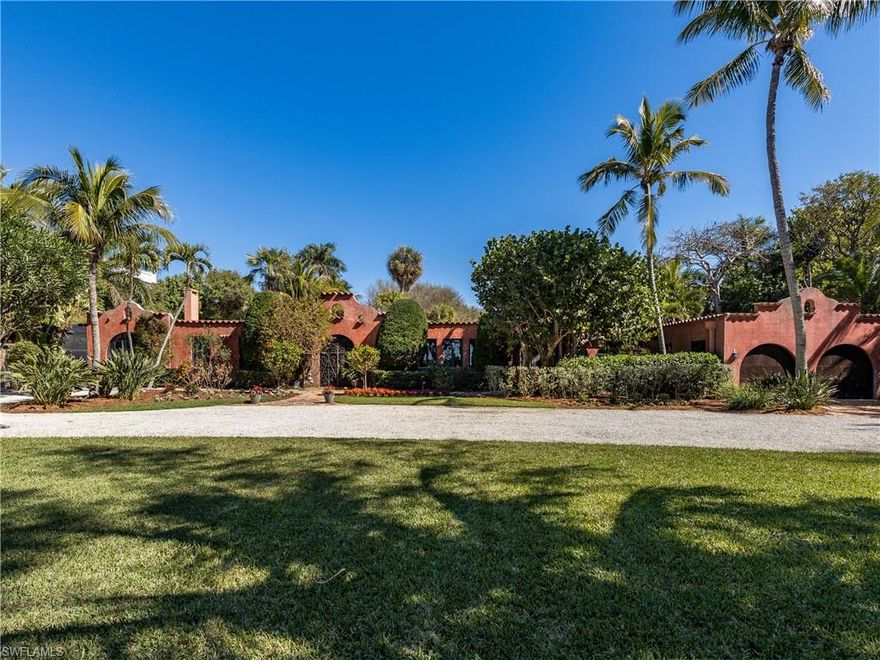A sprawling estate where a peaceful existence and true happiness combine to offer you "Casa De Las Brisas." This property features well over an acre of private land in one of Florida’s most pristine environments which stretches from the shores of the Gulf of Mexico to the natural beauty of the bay waters. The home was originally constructed in the 1920s on a high ridge and is a unique masterpiece of timeless beauty and style. Offering a courtyard feel with the essence of Castilian architecture, this home is truly unique and is the perfect partner with the beauty of its surroundings. Beamed ceilings and stunning floors open to the arched windows where tropical views abound. The large master suite looks across the courtyard and private pool to the bay beyond. This home is complete with guest quarters featuring a kitchen, living room, bed and bathroom. The property also features a great dock and lift including a thatched boathouse extending into the sparkling bay waters.