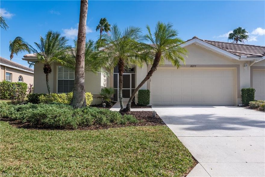 Highly sought after *DOVER* Villa on Sago Palm Way! A spectacular view of the green on the #14th hole of the Royal Golf Course (What a View). Perfectly situated on a quiet cul-de-sac street near Winkler resident Only gate This Fully Furnished-Turnkey (move-in ready) HP Villa with Pool/Spa/Spacious Over-Sized Screen Enclosure. This Home is a Must See! This exceptional 2BR + Den, 2-Bath, 2-car Heritage Palms Villa also offers an Electric Hurricane shutter closing off the three separate sets of back sliders. Our Award-winning, Amenity rich, 36-hole Bundled Golf community known as Heritage Palms Golf & Country Club has Two Clubhouses, multiple restaurants, (11) swimming pool choices, a Fitness center, 8 Har-Tru tennis courts, 2 pickleball courts, and extensive golf practice areas. You can walk, jog, bike, shoot hoops, and more; all included for an Active Resort Lifestyle. Please see the Virtual Tour link & extensive photo collection to truly appreciate this ownership opportunity.