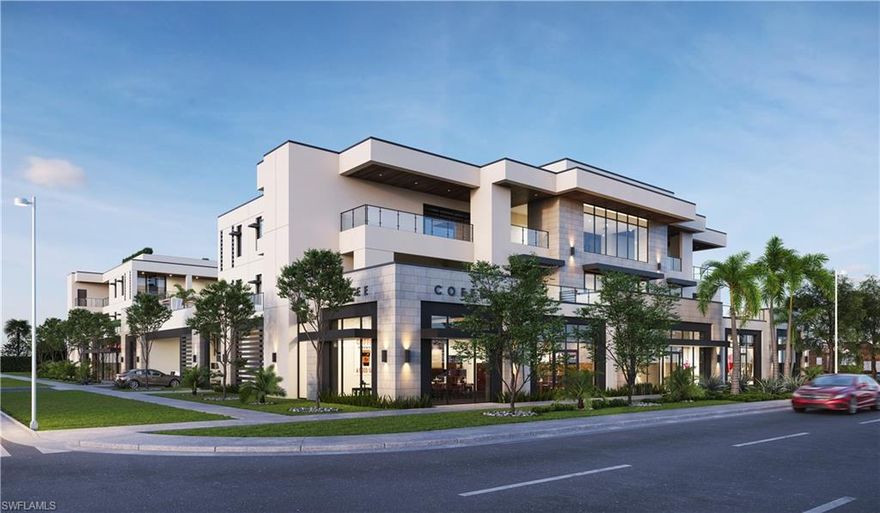 Just 10 exclusive luxury condos are for sale at Stella Naples. This boutique, three-story enclave converges the coveted Downtown Naples lifestyle with casual sophistication to create a truly unique urban-oasis bearing the prestigious Olde Naples zip code. The Celeste floorplan is the largest offered at Stella Naples. With 3 bedrooms plus den and 3.5 baths, this second level unit has an artificial grass "backyard" leading from a 521 square foot covered balcony to the luxurious 42 foot resort-style pool area, and comes with a 1003 square foot private roof deck suite. Notable residence features include wide-plank hardwood flooring, custom mahogany front door with keyless entry, custom cabinets by Ruffino featuring an expansive kitchen walnut wood island, Cambria counters, walk-in closets, en-suite bathrooms with private water closets, formal dining room with wet bar, luxury appliances, walk-in pantry/laundry, indoor and outdoor fireplaces, and a long list of additional included offerings. Concierge Design Services are available for the ultimate in customization. Stella Naples is just three short blocks to 5th Ave S, everything you love about Naples within minutes of your front door!