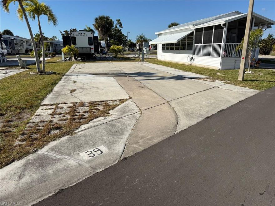 Welcome to Palmetto Palms where YOU own the land! This fantastic universal lot is very close to the clubhouse and the main pool. Electric, water, and sewer connected and ready to go. This lot will accommodate a new manufactured home, camper, RV, fifth wheel, or ANSI park model.  This lot is located in a non-pet section of a 55+ community.. Palmetto Palms is located just 1 mile from Bunche Beach County Park on the Gulf of Mexico and just 3 miles from Times Square Fort Myers Beach, and Sanibel Island. Walk to shopping, bars, and restaurants, and enjoy some of the many amenities including tennis, pickleball, volleyball, horseshoes, shuffleboard, two community pools, clubhouse, activities, and so much more. Welcome to endless Summer!!