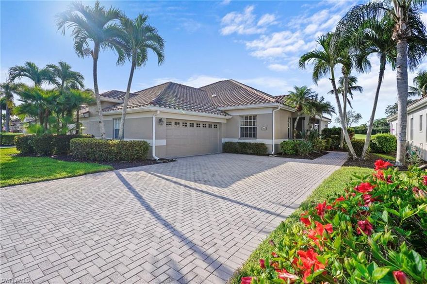 This is the largest Malvern twin villa in Legends Golf & Country Club with over 1,800 sq, ft. of living are and a side load garage. This property has been extensively remodeled with new kitchen, baths and flooring. The property is a two bedroom, plus den, two baths, 2 car garage and a large screened lanai with picture window screen overlooking the the green on the par 5 # 13 hole and comes with a Golf Membership. Legends Golf & Country Club is a beautiful guard gated Country Club that offers Championship golf, grand slam tennis, pickleball, a 35,000 square foot clubhouse with 3 restaurants, an amazing resort style pool with waterfall and spa, fitness center with free classes, tons of planned activities such as concerts, dances, card games and much more. Golf members pay no additional fees for carts or greens fees. Located conveniently in S. Ft. Myers close to shopping, restaurants, the airport and to the beaches or baseball games.