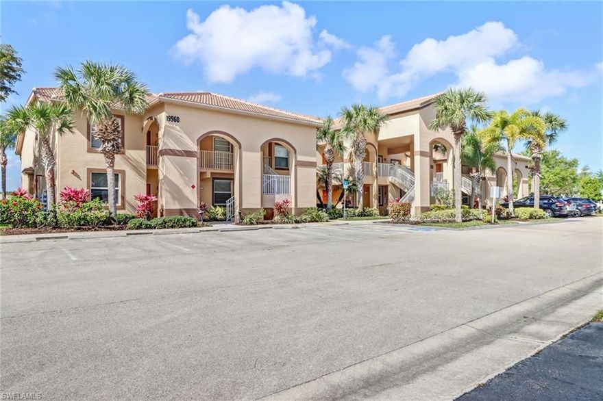 2-bedroom, 2-bath condo located in the desirable Bella Terra Community! This first floor property has amazing water views from the living room, kitchen, and dining area. Enjoy a cup of coffee, or a glass of wine on the screened lanai taking in the view. Large master bedroom with walk-in closet, as well as a great sized guest bedroom! Tile throughout the main areas, and laminate flooring in bedrooms. One assigned undercover parking and storage area. Bella Terra is an active gated community with great amenities waiting for you! Amenities include a pool, club house, fitness center, tennis, basketball, bocce, volleyball, football/soccer/softball fields, an inline skating park and a playground. Southwest Florida is waiting for you!