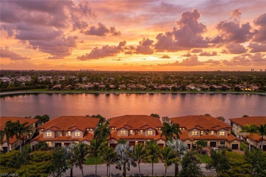 Turnkey furnished condo with all furnishings and housewares--ready for move-in. This first-floor unit has great features: Wide Lake Views, Sunsets, Attached Garage, 2-car Tandem Driveway, Plantation Shutters, Soft-close Kitchen Cabinets and Drawers, Newer Bathroom Vanities, Upgraded Primary Bathroom Shower, Honeywell Smart Thermostat, Newer Washer, Dryer, Smoke Detectors and Garbage Disposal. Located in the gated community of Paloma, where fees cover access to a large community pool, exercise room, clubhouse, tennis, bocce and shuffleboard, plus a resident social calendar. Within 5 mins of the dining, cafes, wine bars, concerts offered in Downtown Bonita, 15 mins to Barefoot or Bonita Beach, 10 mins to Coconut Point or The Promenade, 20 mins to RSW Airport & 45 Mins to PGD Airport. Other benefits: Paloma has no CDD fee, the association has a LOMR letter exempting Paloma properties from needing lender-required flood insurance & is dog-friendly condo association. Agents, most of your questions can be answered in confidential remarks or in attachments.