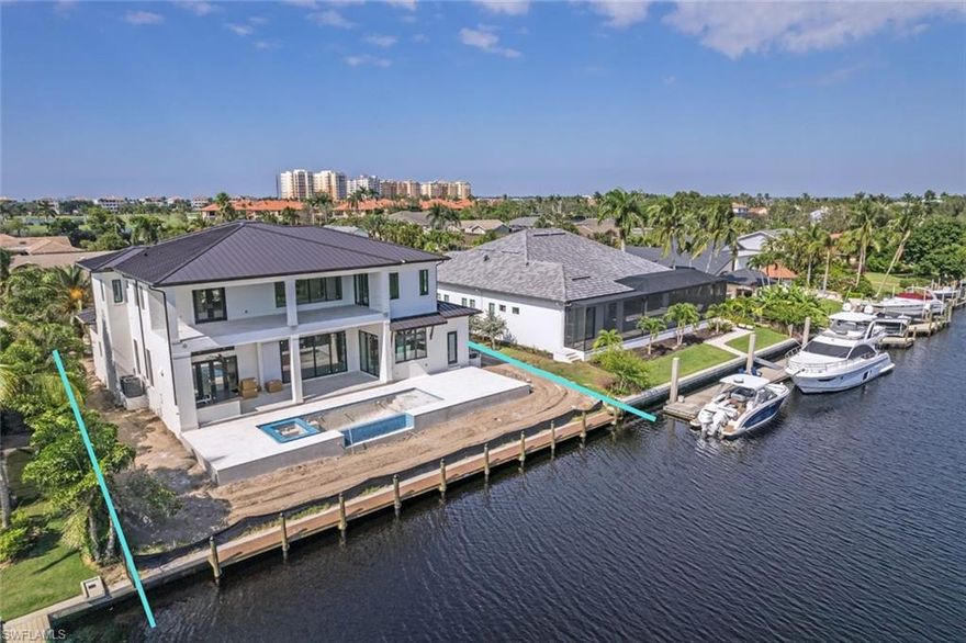 2024 NEW CONSTRUCTION!!! This is the Best deep water direct access community in SW Florida, Palmetto Point. Surrounded by Multi Million Dollar Homes this NEW 4 BR/5 full bath luxury residence offers a clean coastal design w/ stone and glass. The home features fantastic water views and privacy w/ no homes across from you to look at. You will love the huge center gathering room w/ 25 ft high ceilings and open kitchen design. 1st floor master retreat, private den,fantastic billiards/game room, large laundry area & mud room, open pool & spa area with lots of 1st & 2nd floor deck space, incredible quality, all concrete construction & steel, 3 car deep garage, & more all here for you to enjoy. Palmetto Point is the best spot in SWFL to park your large yacht. This is a great opportunity!