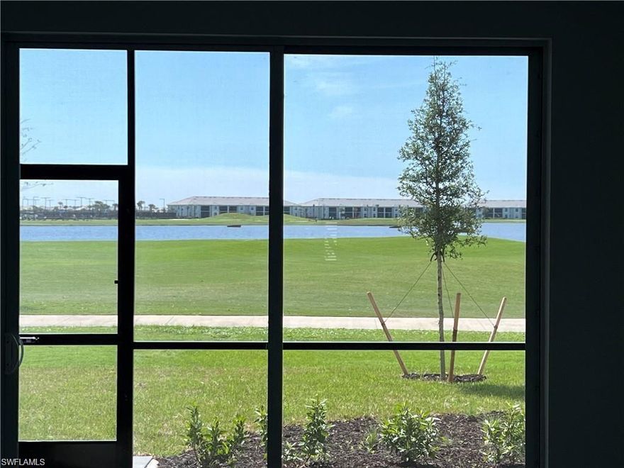 First floor unit for rent with 2 bedrooms, 2 baths, tile throughout, and screened lanai overlooking the tranquil lake and golf course. Water, internet, and cable all included. Golf membership is transferable if desired. Pickleball courts, tennis courts, golf shop available and other amenities are under construction. The community offers multiple parks including dog parks, shopping, restaurants, bars, run/bike trails, sports fields, tennis, basketball, and so much more.