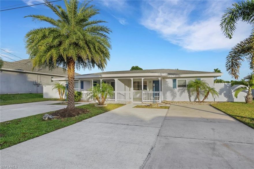 This property is perfect for rental or multigenerational property.  Live in one side and rent the other or keep it as a seasonal rental.   This location is a highly desirable gulf access home, minutes from downtown Cape Coral.  Property has many upgrades.  Book a showing today to see this property.