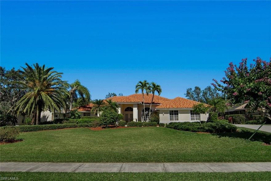 Single Family estate home priced to sell. Features include 4 bedrooms, 3 baths. Private setting in rear overlooks lake and tropical enhanced landscaping. Enjoy the heated pool and spa spillover. Master bath beautifully remodeled. Brand new flooring consistent through out the home. Formal dining plus breakfast nook. 2 car garage plus golf cart storage. New roof in 2016 and 1 AC unit nearly new. This well built home survived the hurricane beautifully. MANDATORY EQUITY MEMBERSHIP FEE OF $115,000 DUE AT CLOSING. ADDITIONAL MONTHLY FEES APPLY.