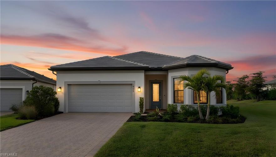 Available now/Move in ready!!!! Situated at the end of a quiet cul-de-sac street on an oversized lakefront lot, this beautifully upgraded "Prestige" floorplan home offers a perfect blend of style, comfort, and resort-inspired living with its 3 bedroom, 2.5 bath layout with extended garage! Features include white cabinetry with quartz countertops, glass mosaic backsplash, built-in KitchenAid appliances including a GAS cooktop & wall oven, tray ceiling in the gathering room, and an oversized shower in the owner’s suite. Enjoy seamless indoor-outdoor living with an extended lanai, outdoor kitchen pre-plumb, and electrical pre-wire for a future pool/spa. Additional upgrades include: hurricane impact windows & doors; cabinets and countertops in the laundry room with horizontal laundry shoot; 12x24 tile flooring throughout (no carpet anywhere); 8’ interior doors; epoxy-finished garage floor; tankless water heater; and so much more!
Located in Terreno by DiVosta, a gated community designed for a true resort lifestyle, residents enjoy open floor plans, gourmet kitchens, and expansive outdoor living spaces. Perfect for those seeking modern luxury homes in Naples, FL.
Community amenities are second to none and include a 15,000-sq-ft grand clubhouse with a large event space and catering kitchen, state-of-the-art fitness center, exercise studio, 8 pickleball courts, 2 tennis courts, dog park, playground, firepit lounge, resort-style pool with lap lanes, heated spa, and a full-service restaurant, bar & grill with food-truck drive-up. Plus, an 18-hole public golf course is located right next door.
If you’re looking for luxury homes for sale in Naples with private amenities and an unmatched lifestyle, Terreno should be at the top of your list. SAVE THOUSANDS IN CLOSING COSTS - SELLER PAYS DOC STAMPS AND NO NEW CONSTRUCTION BUILDER FEES AT CLOSING!