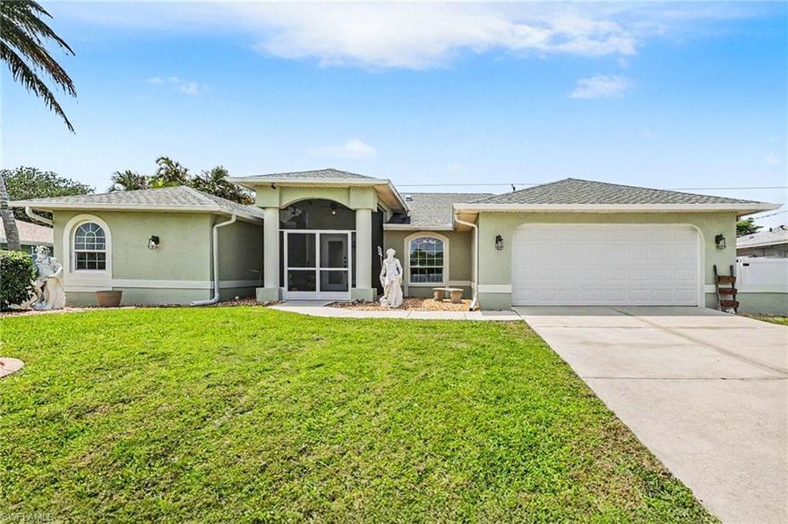 Welcome to your piece of paradise in highly desirable SE Cape Coral. This 4 bedroom home offers over 2,100 square feet of living space with a split floor plan and defined living and dining areas, creating a comfortable and functional layout for everyday living.
Enjoy peace of mind with major updates already completed, including a new A/C in 2023, roof replaced in 2017, and fully renovated bathrooms, along with a convenient pool bath. The home features laminate and tile flooring throughout and includes a built-in Murphy bed for added flexibility.
Step outside to your private screened lanai with a heated pool, overlooking a spacious fenced yard with desirable southwest rear exposure for beautiful sunset views. The layout offers a natural flow from the main living areas to the outdoor space, making it easy to enjoy indoor and outdoor living.
Located on city water and sewer with no HOA, this property also offers impact resistant windows and storm protection. It has never flooded and includes a transferable flood insurance policy of approximately $1,800 per year.
Just minutes from downtown Cape Coral’s restaurants, shops, and nightlife, with easy access to bridges, schools, and everyday conveniences.
Schedule your private showing today and see the value this home offers.