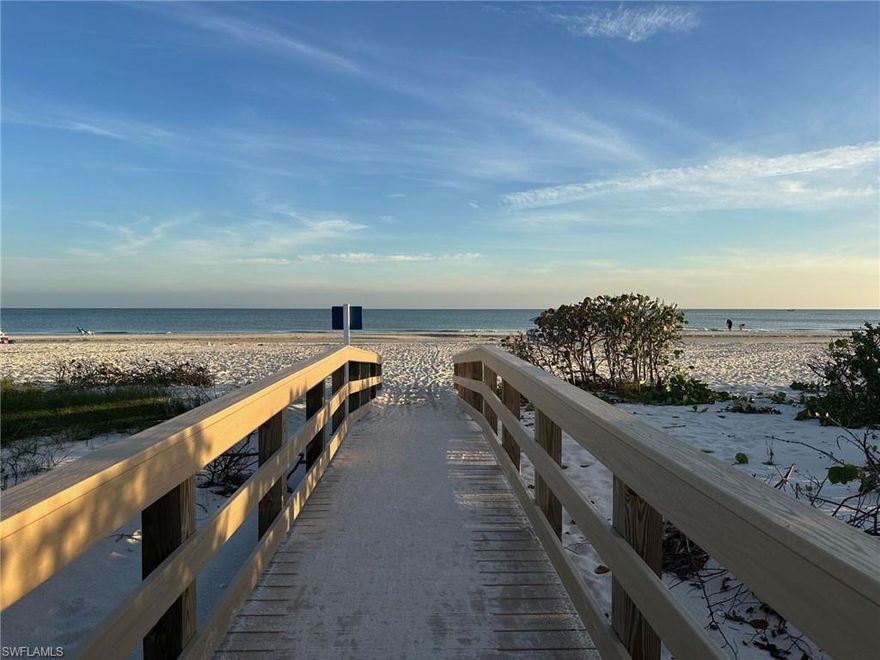 Here's your opportunity to own a slice of paradise at the coveted Sanibel Gulf-front community of Compass Point! This corner/end unit has unbelievable beach and gulf views that dreams are made of. The floor to ceiling sliders allow you to enjoy the serene gulf waters and swaying palms when you wake up in the primary bedroom, while relaxing in the living room, making breakfast in the kitchen, or dining on the lanai! The screened and glass enclosed lanai spans the entire width of the unit, with spiral staircase that goes directly down to private cabana. This unique setup gives you extra (air conditioned) space (307 additional SF) for entertaining, with additional studio-type space with 3/4 bath, wet bar, and direct beach access. The cabana space also provides plenty of space to store your bikes and beach gear, right on ground level. From your cabana, head straight to the white sand on the newly built boardwalk. This unit has undergone complete remediation after hurricane Ian, is furnished turnkey, and ready to call home. Compass Point allows weekly rentals, and this unit has had consistent, long-term rental history-- for those who may want extra income while not occupying the unit themselves. Heated pool and pool house updated, along with new tennis and pickleball courts, gas grills, and bocce court. Don't wait another minute to create memories in your beautiful Sanibel beach condo!