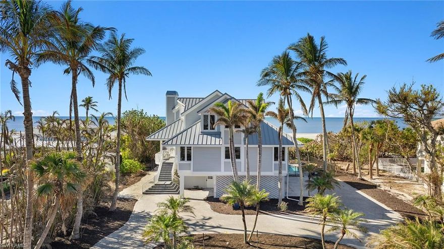 "THERE’S NO CRYING IN BASEBALL!" (Name that movie?!) But there will definitely be tears of joy when you see this once-in-a-lifetime Sanibel Island beachfront gem! Wake up to the soothing sounds of the Gulf waves and enjoy private, panoramic views right from your home. Spend your days on the island’s best stretch of beach, just steps from your door, or unwind by the pool as the sun sets over the water. Inside, the main level boasts an oversized kitchen perfect for entertaining, two guest bedrooms, office that can easily be converted into a 4th bedroom, and an open living/dining area with breathtaking Gulf views. The upper level offers a private home office, wet bar, and a stunning primary suite with a spa-like bath and views that will take your breath away. Need more? A 3-car garage, spacious storage room, and an elevator connecting all three floors. Plus, you're moments from shopping, dining, and nature trails. This is the opportunity of a lifetime—don’t miss out on your dream home!